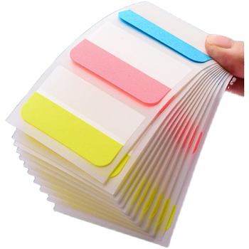 Fluorescent paper index stickers with writeable pagination marks