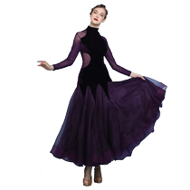Fatal Tsundere Purple New Velvet Modern Dance Dress 2115 High Neck Ballroom Dance Skirt Waltz Costume