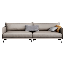 Office sofa coffee table combination genuine leather simple modern business reception office sofa Italian minimalist three-seat