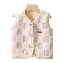 Girls treasure plus velvet vest 2023 new autumn and winter style childrens vest vest little girl fashionable outer wear to keep warm
