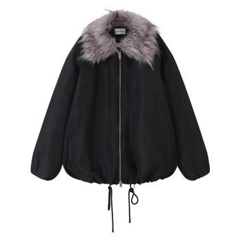 ຫນີຈາກ Chigangxi ຕົ້ນສະບັບສີດໍາ Shimmer Sensational ເອົາຊະນະແມ່ຍິງລະດູຫນາວປະສົມສີ Coat Coat imitation Raccoon ຜົມຫນາ Jacket ຜ້າຝ້າຍ