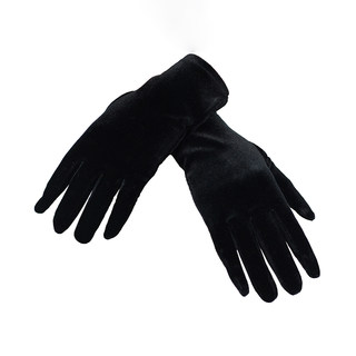 Retro black velvet dinner photo prop short gloves