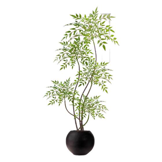 Simulated nandina bamboo indoor potted plants, fake green plants for decoration, large floor-standing ornaments, light luxury, anti-real green plants for living room