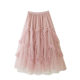 Autumn and winter retro sweet solid color fairy with irregular large swing, beautiful and slim lace mesh skirt
