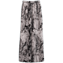 Ink painting tie-dye wide-leg pants for womens petite pants summer new style 150 tall loose cropped pants casual pants
