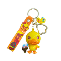 Genuine B Duck little yellow duck car keychain womens exquisite schoolbag pendant cute doll small pendant key chain