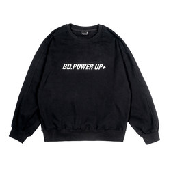 bdpowerup round neck sweatshirt ຜູ້ຊາຍວ່າງ knitted ເສື້ອທີເຊີດແຂນຍາວສີແຂງພິມກິລາ sweatshirt ຜູ້ຊາຍ