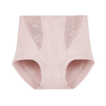 High-waisted belly-control women's pure cotton antibacterial underwear autumn and winter