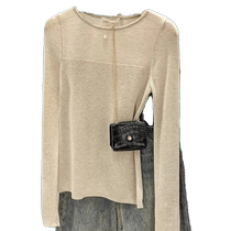 Soft waxy round neck long-sleeved sweater for women spring and autumn thin tight-fitting sweater to show the figure pullover bottoming shirt top