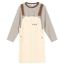 Girls Autumn Dresses 2024 New Style Childrens Skirt Suits Girls Junior High School Students Autumn Suspender Skirts