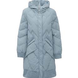 Sanconi fashionable duck down cloud solid color hooded large fur collar mid-length down jacket ສິນຄ້າມາໃໝ່ໃນສູນການຄ້າ