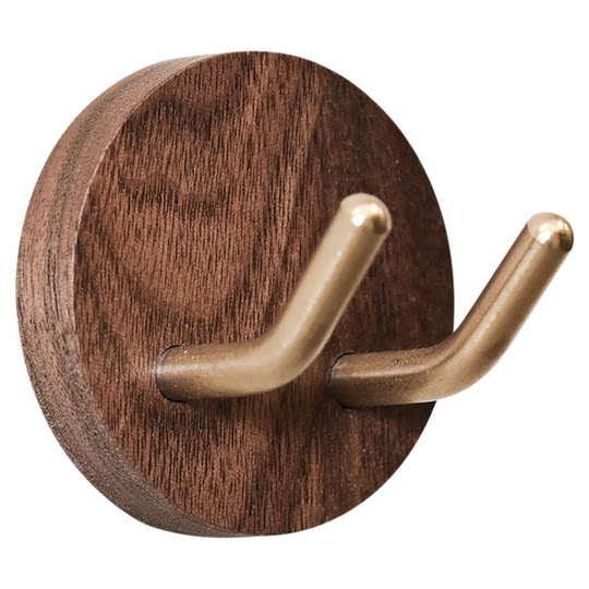 吉利手动剃须刀架卫生间免打孔刮胡刀置物架胡桃木挂架插头挂架木