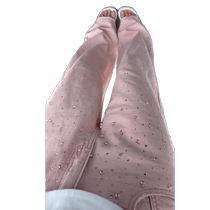 Pink hot diamond jeans for women summer 2024 new high-waisted straight loose loose drape trousers narrow version wide-leg pants