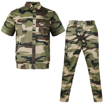 Summer camouflage suit mens short-sleeved pure cotton thin new camouflage suit genuine military training suit work clothes