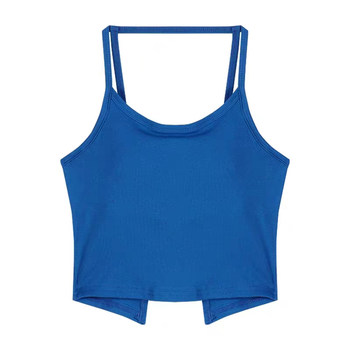 ມີ pads ເຕົ້ານົມ, ຮູບຮ່າງຂອງ body-shaving yoga sleeveless vest ສໍາລັບແມ່ຍິງ, ການອອກແບບລະດູຮ້ອນ, ກິລາແລ່ນ, ເສື້ອທີເຊີດກັບຄືນໄປບ່ອນທີ່ສວຍງາມ