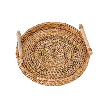 Log wood wicker storage tray photo prop basket