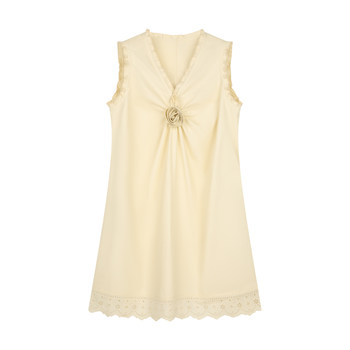 Blueerror ສາມມິຕິລະດັບດອກ lace v-neck french vest dress women's slim sleeveless skirt autumn