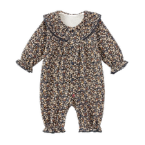 babylove baby girl onesie autumn pure cotton floral baby romper ruffle collar blooming into the evening