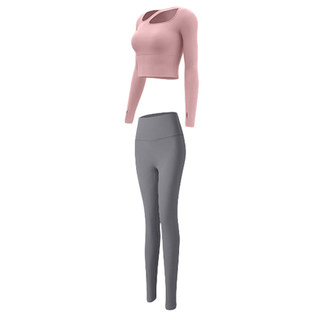 Осенний женский костюм для йоги с нагрудником и длинными рукавами