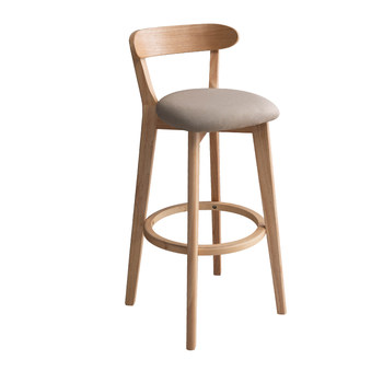 ເກົ້າອີ້ບາ Nordic ໄມ້ແຂງງ່າຍດາຍ bar stool retro ຮ້ານອາຫານອາເມລິກາ stool ສູງເຮືອນກັບຄືນໄປບ່ອນເກົ້າອີ້ບາ