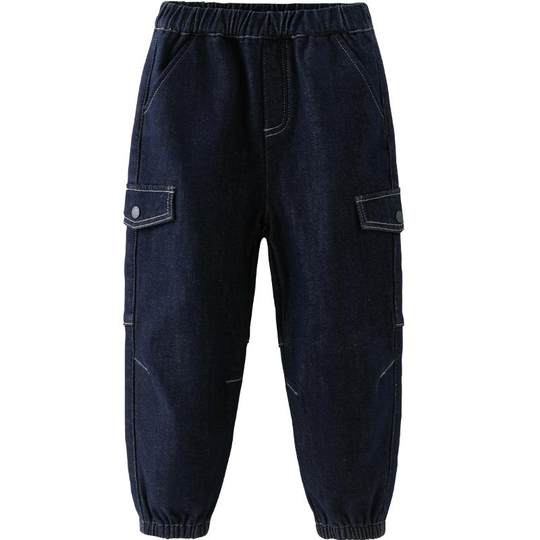 戴维贝拉男童牛仔裤儿童加绒裤子2025冬装新款男孩加厚工装裤童装