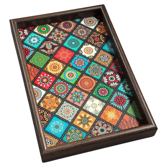 High-end retro tea tray walnut jewelry rectangular light luxury wooden storage wine glass tea hydrological tea tray