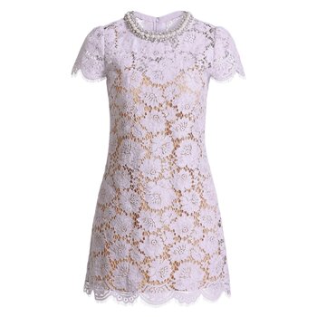 Beautiful lace short-sleeved round neck dress