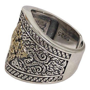National trend sterling silver inlaid copper vajra open adjustment ring