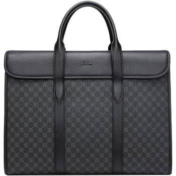 Goldlion 2026 new men's business large capacity handbag cowhide light luxury printed fashion pvc briefcase