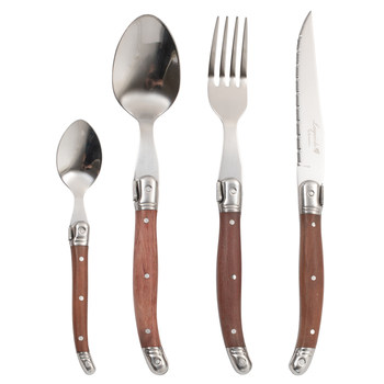 Laguiole wooden handle western tableware knife fork spoon serrated knife