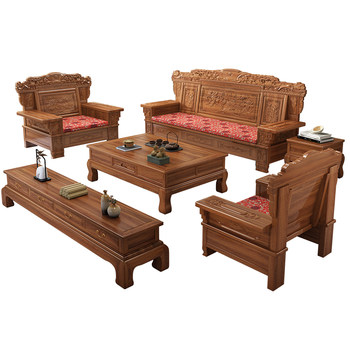 Jinhuali wood new chinese solid wood sofa combination Jinhuali wood new chinese solid wood sofa combination