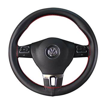 Genuine leather hand-stitched car steering wheel cover for all seasons