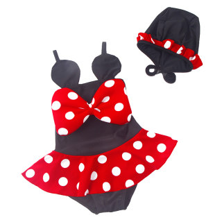 一岁4儿童泳衣大女童米妮公主婴儿幼儿连体游泳装小宝宝女孩2泳帽