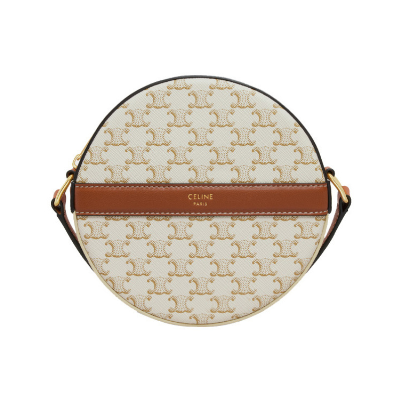 9.9 New Celine Triomphe Arc De Triomphe Series Round Bag Printed Canvas Patchwork Small Bag 9.9 New Celine Triomphe Arc De Triomphe Series Round Bag Printed Canvas Patchwork Small Bag