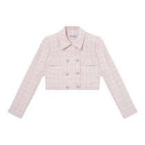 self-portrait 2024 spring and summer red and pink plaid woven tweed small fragrance top jacket