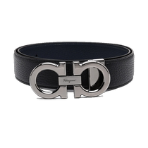(Self-operated) FERRAGAMO Mens GANCINI pebbled cow leather business belt belt