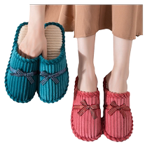 Cotton slippers for womens home indoor floor soft sole warm autumn and winter non-slip wear-resistant wool slippers for men winter