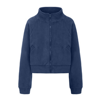 Zhongaiwuyuan Dance Practice Clothes, Dance Tops, Blue Fleece-Lined Thickened Dance Clothes, Outerwear for Winter, Warm Dance Clothes