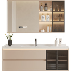 Cream style bathroom cabinet combination modern minimalist style ceramic integrated basin bathroom sink hand washing and face set