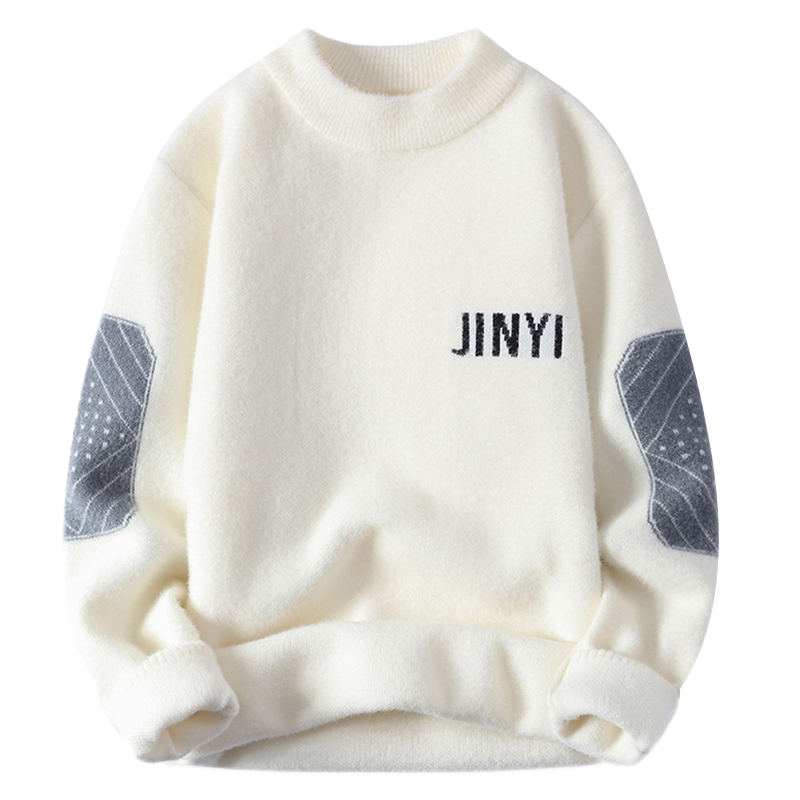 圓領毛衣男士秋冬款潮牌加絨加厚保暖慵懶風毛線衣軟糯打底針織衫