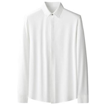 Mulberry silk long-sleeved shirt for men's business without ironing Mulberry silk long-sleeved shirt for men's business without ironing