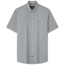 Tommy 24 new early autumn mens easy-care pure cotton Oxford small plaid short-sleeved shirt MW0MW36332