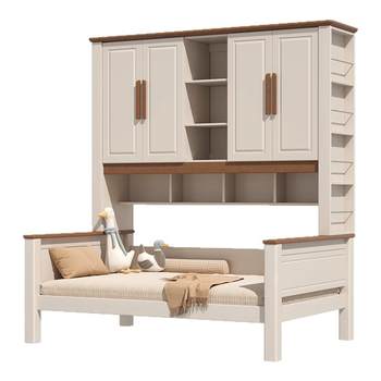 50% off on cherry wood wardrobe bed integrated storage