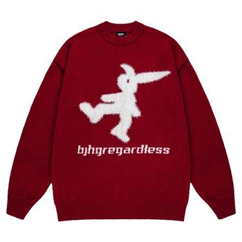 Bjhg lazy style loose round neck new year sweater Bjhg lazy style loose round neck new year sweater