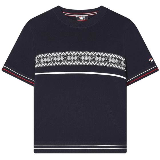 FILA Feile Official Women's Knitted Shirt 2024 Spring New Fashion Simple Foundation Round Neck Casual Short Sleeves