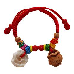 Pig frightened bone peach core bracelet baby newborn baby cinnabar peach wood anti-frightening Dragon Boat Festival ສາຍແຂນສີເຊືອກ