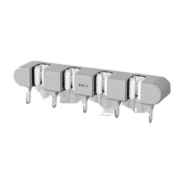 Household punch-free multi-function mop rack storage rack wall hanging place snap fixing bathroom mop wall hanging clip