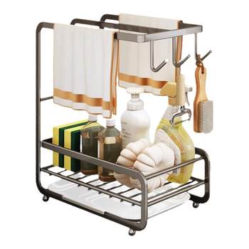 Stainless steel rag rack kitchen storage rack sink dishcloth drain rack sponge drain basket steel wister ball storage rack