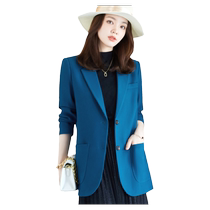 High end thickened clip cotton blue suit jacket woman 2023 autumn winter new fashion temperament casual career little western suit