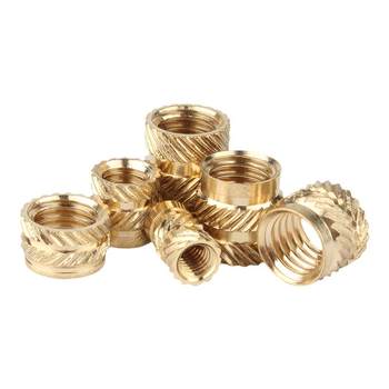 Injection molded hot melt knurled copper nuts